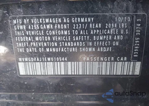 2014 Volkswagen Gti Wolfsburg Edition из США, поврежденный, VIN WVWGD7AJ1EW010544